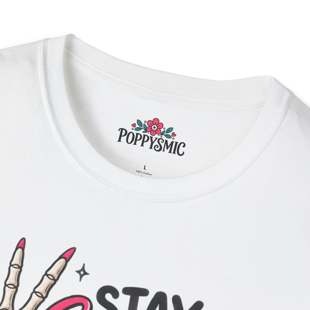 Stay Spooky Babes T-Shirt — Halloween Skeleton Peace Sign Tee