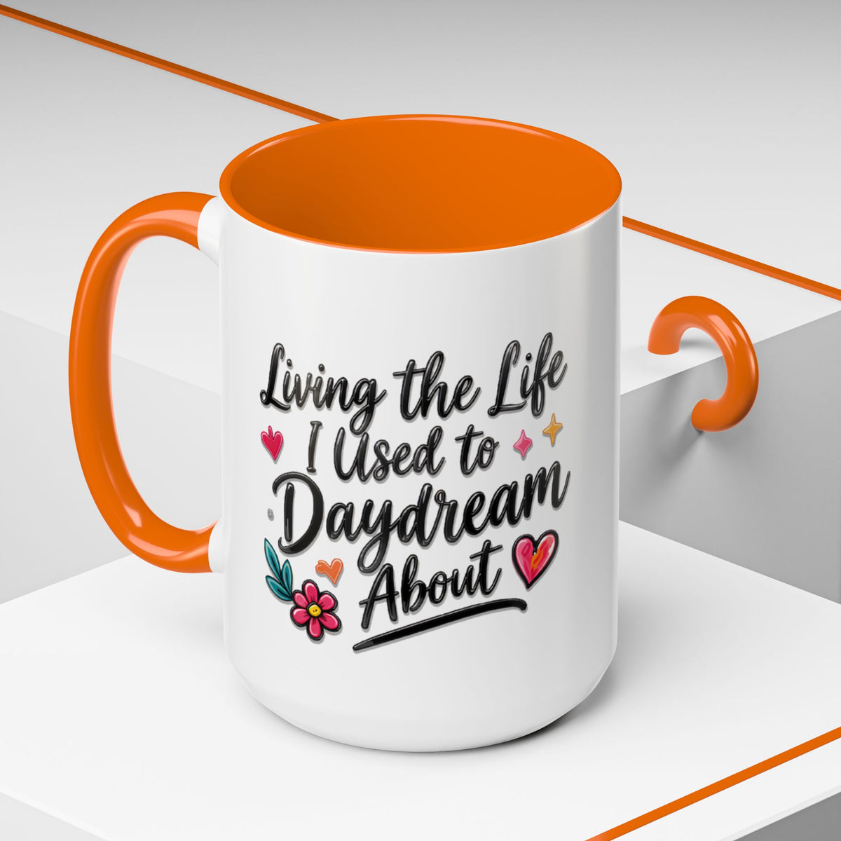 Inspirational Coffee Mug - "Live Life To Dream About" Accent Ceramic Mug (11/15oz)