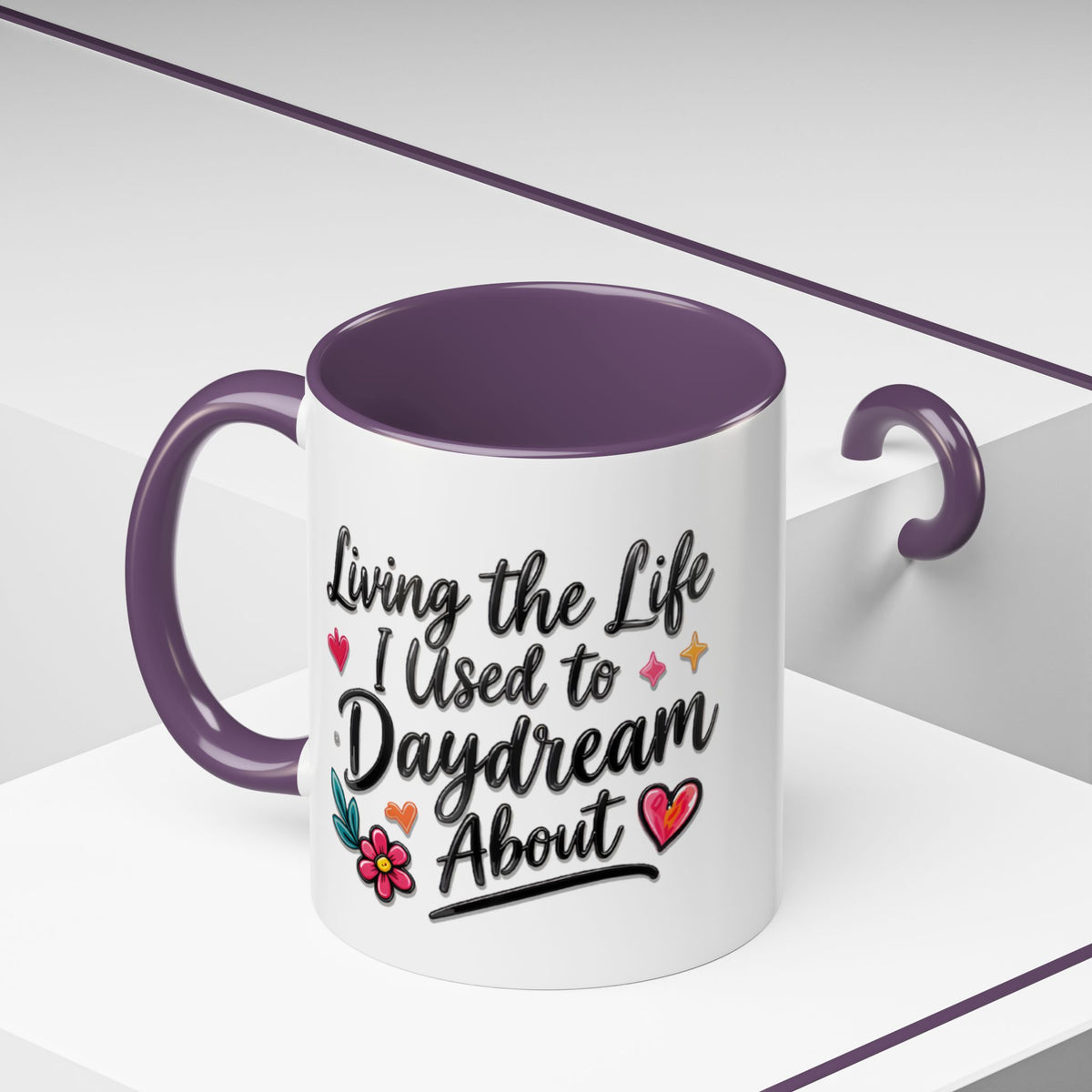 Inspirational Coffee Mug - "Live Life To Dream About" Accent Ceramic Mug (11/15oz)