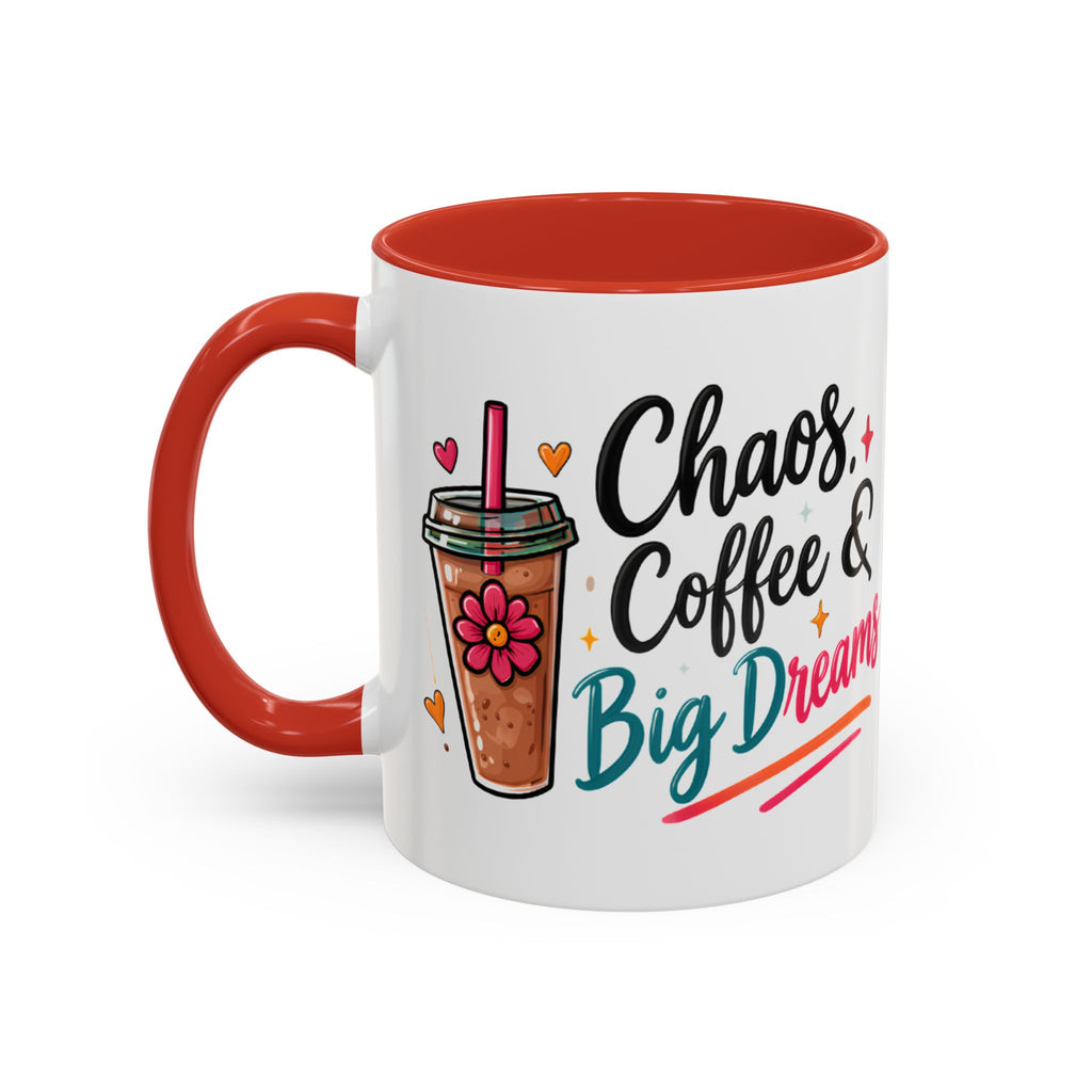 Inspirational Coffee Mug — 'Chaos, Coffee & Cozy Dreams' Accent Ceramic Mug (11/15oz)