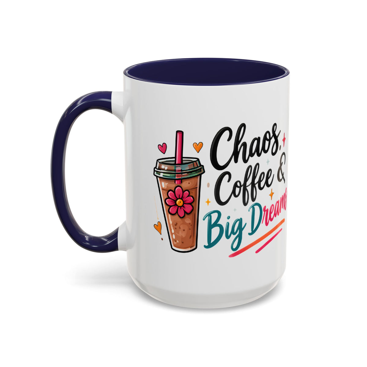 Inspirational Coffee Mug — 'Chaos, Coffee & Cozy Dreams' Accent Ceramic Mug (11/15oz)