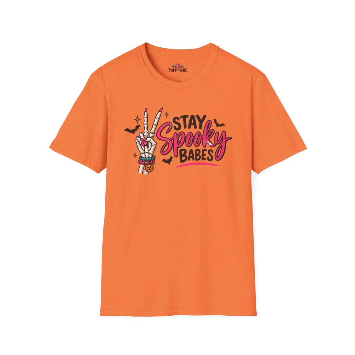 Stay Spooky Babes T-Shirt — Halloween Skeleton Peace Sign Tee