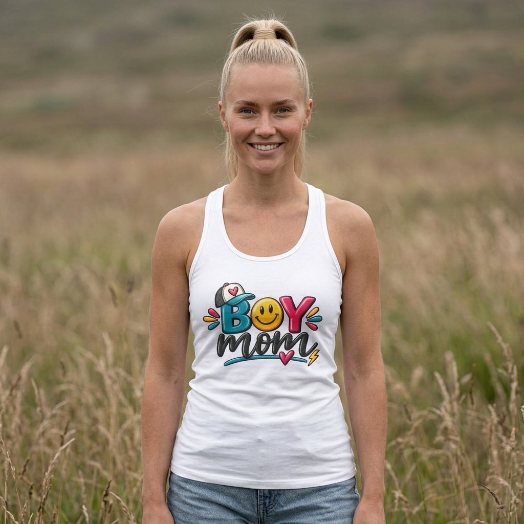Boy Mom Racerback Tank