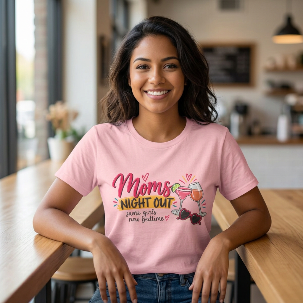 Moms' Night Out T‑Shirt — "Same Girls, New Bedtime" Wine & Sunglasses Tee