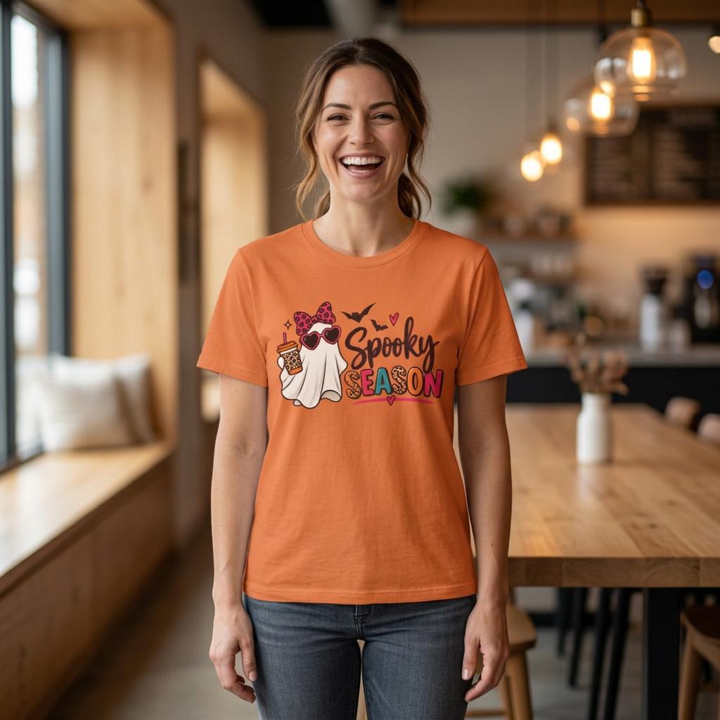 Spooky Season Ghost Tee — Cute Halloween Graphic T-Shirt