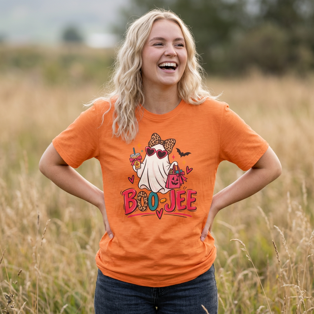 Boo-Jee Ghost Tee – Cute Glam Halloween T-Shirt