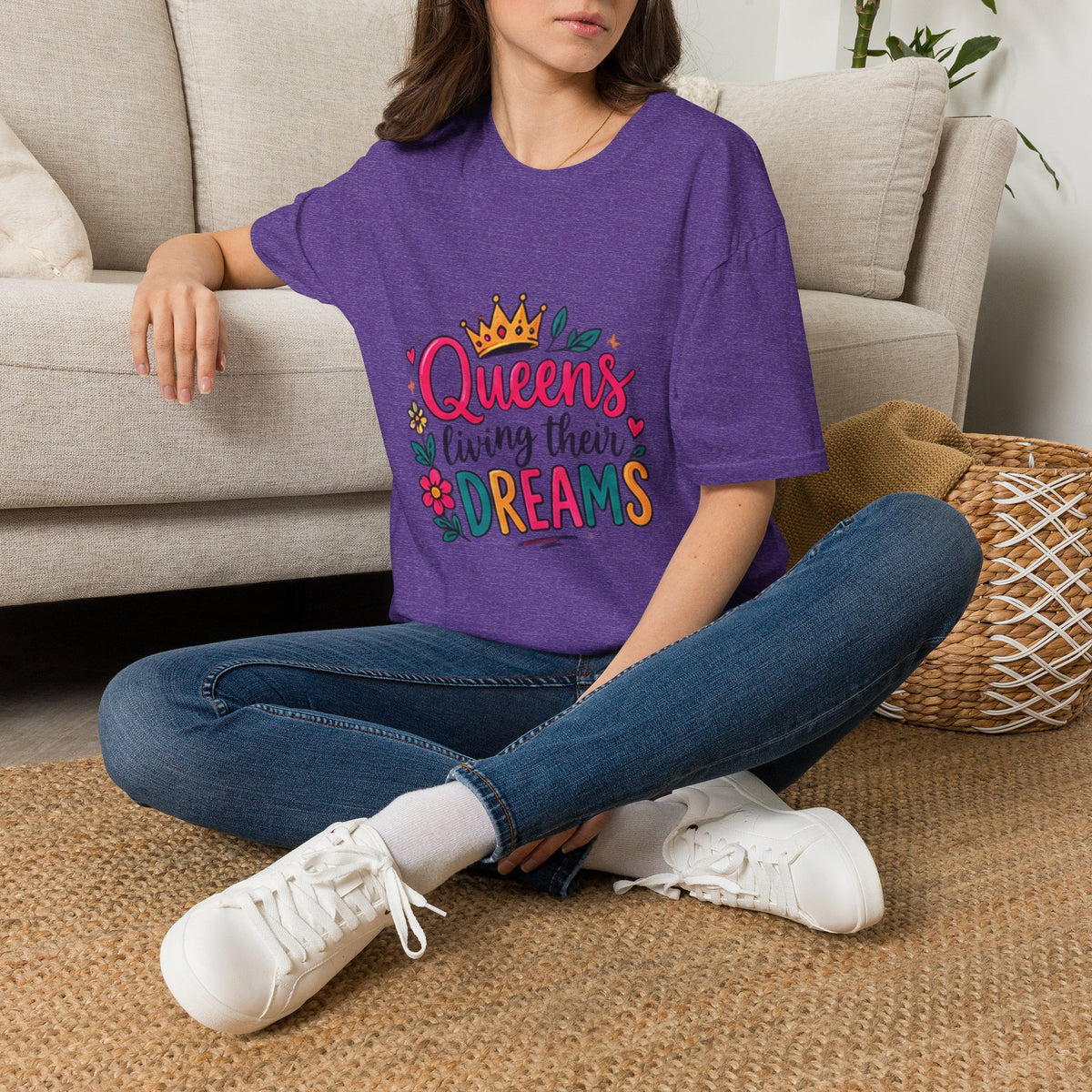 T-Shirt — "Queens Living Their Dreams" Crown Graphic Inspirational Tee