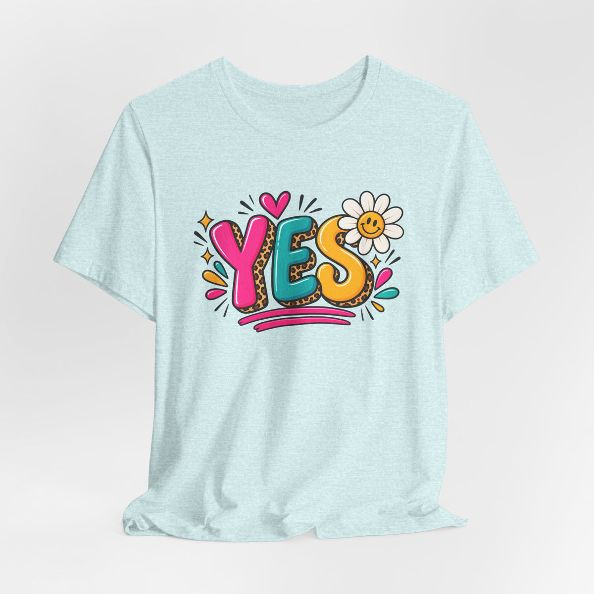 YES Floral Graphic Tee — Colorful Positive Vibes T-Shirt