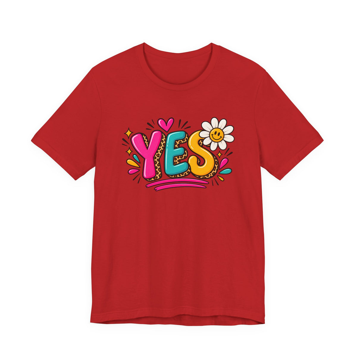 YES Floral Graphic Tee — Colorful Positive Vibes T-Shirt