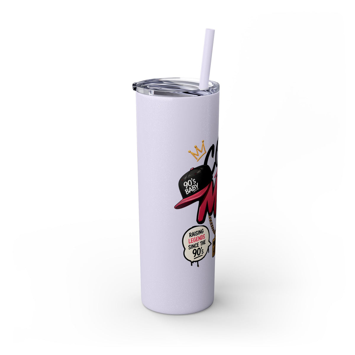 Skinny Tumbler — 'Cool Mom' 90s Retro Graphic, 20oz Travel Cup with Straw