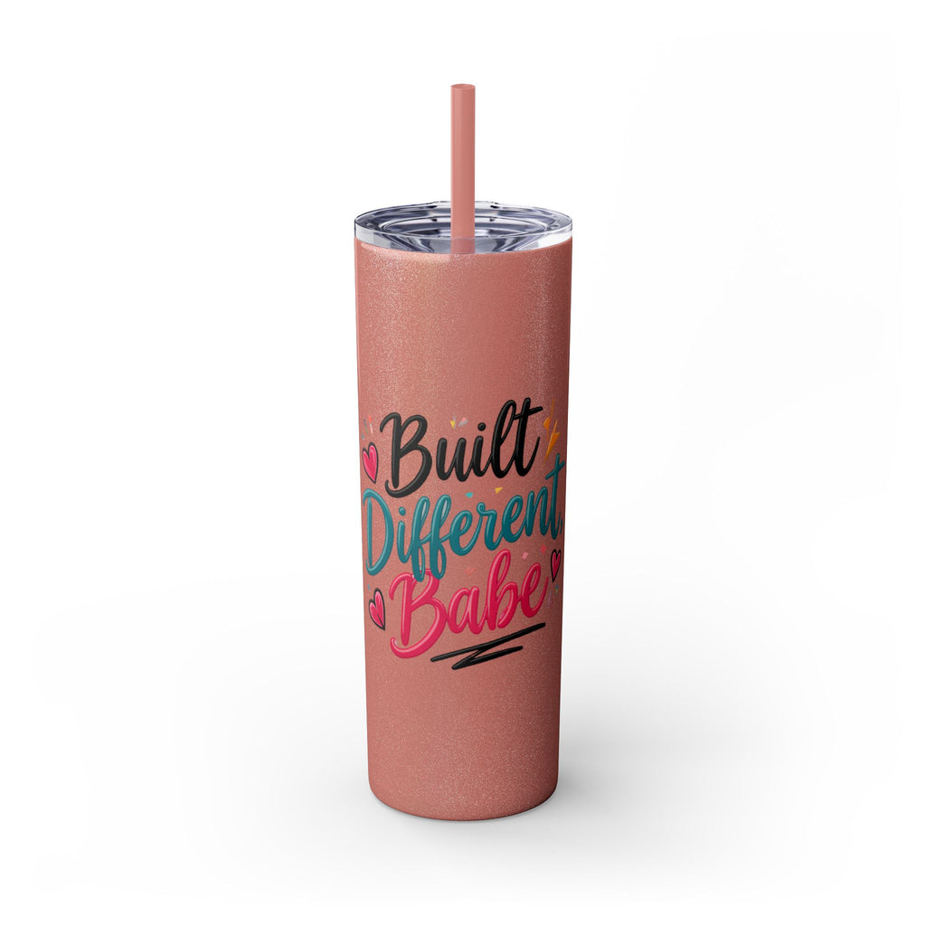 Built Different Babe Skinny Tumbler — 20oz Insulated Straw Cup