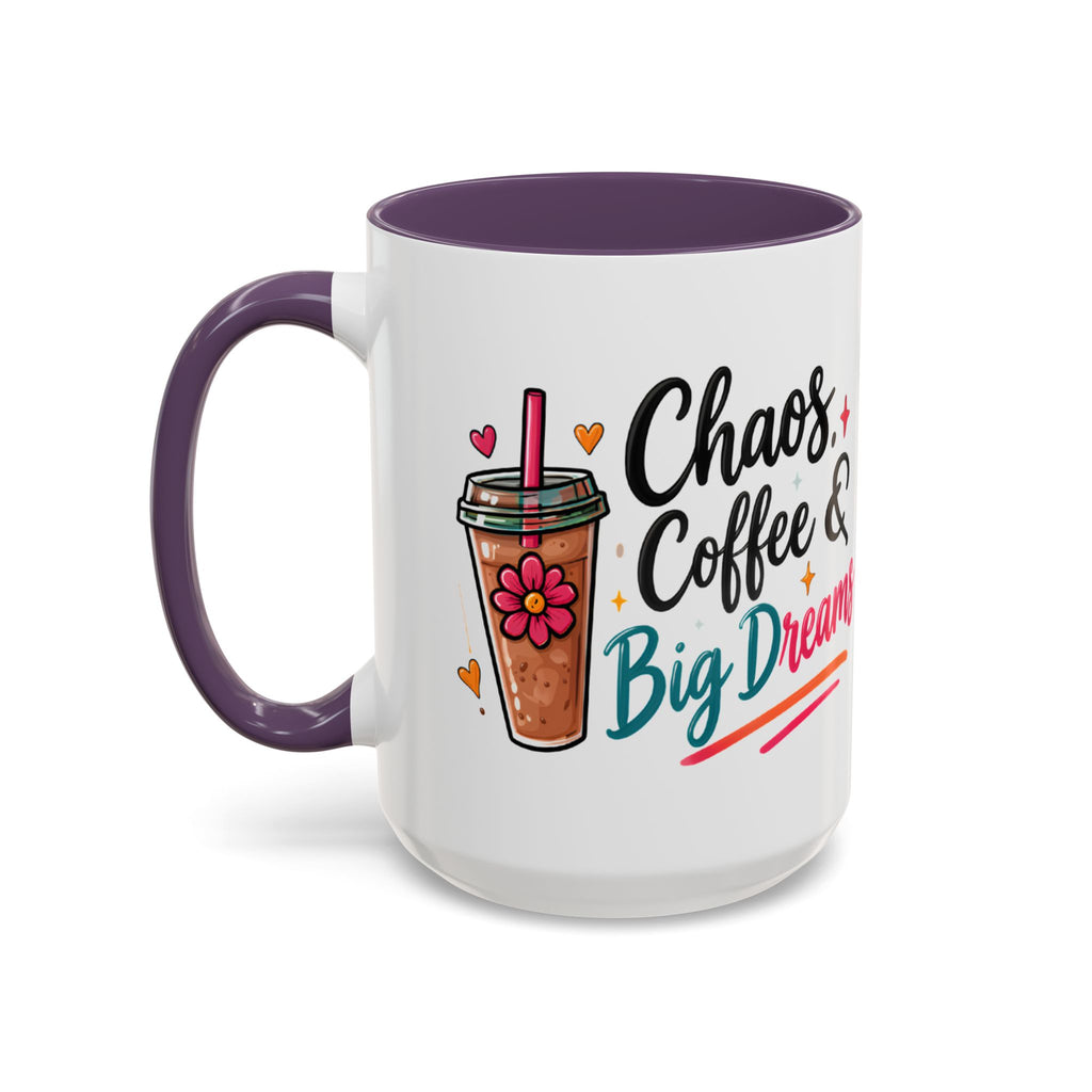 Inspirational Coffee Mug — 'Chaos, Coffee & Cozy Dreams' Accent Ceramic Mug (11/15oz)