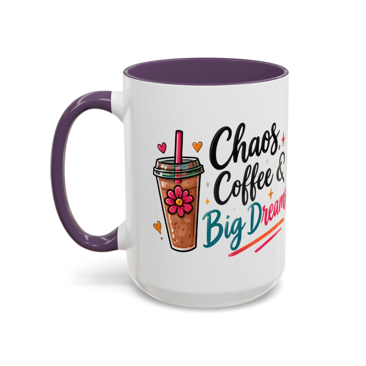 Inspirational Coffee Mug — 'Chaos, Coffee & Cozy Dreams' Accent Ceramic Mug (11/15oz)