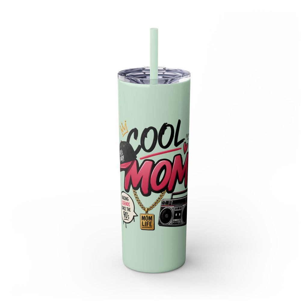 Skinny Tumbler — 'Cool Mom' 90s Retro Graphic, 20oz Travel Cup with Straw