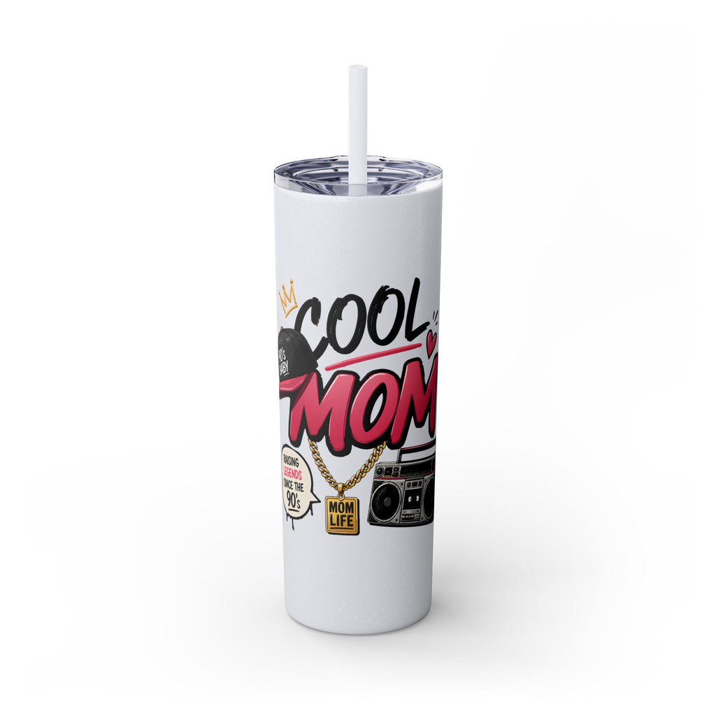 Skinny Tumbler — 'Cool Mom' 90s Retro Graphic, 20oz Travel Cup with Straw