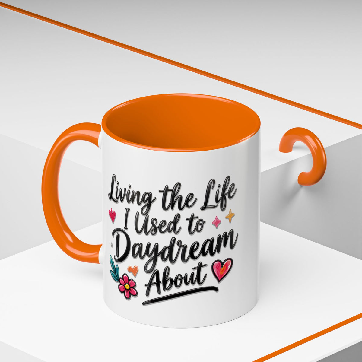Inspirational Coffee Mug - "Live Life To Dream About" Accent Ceramic Mug (11/15oz)