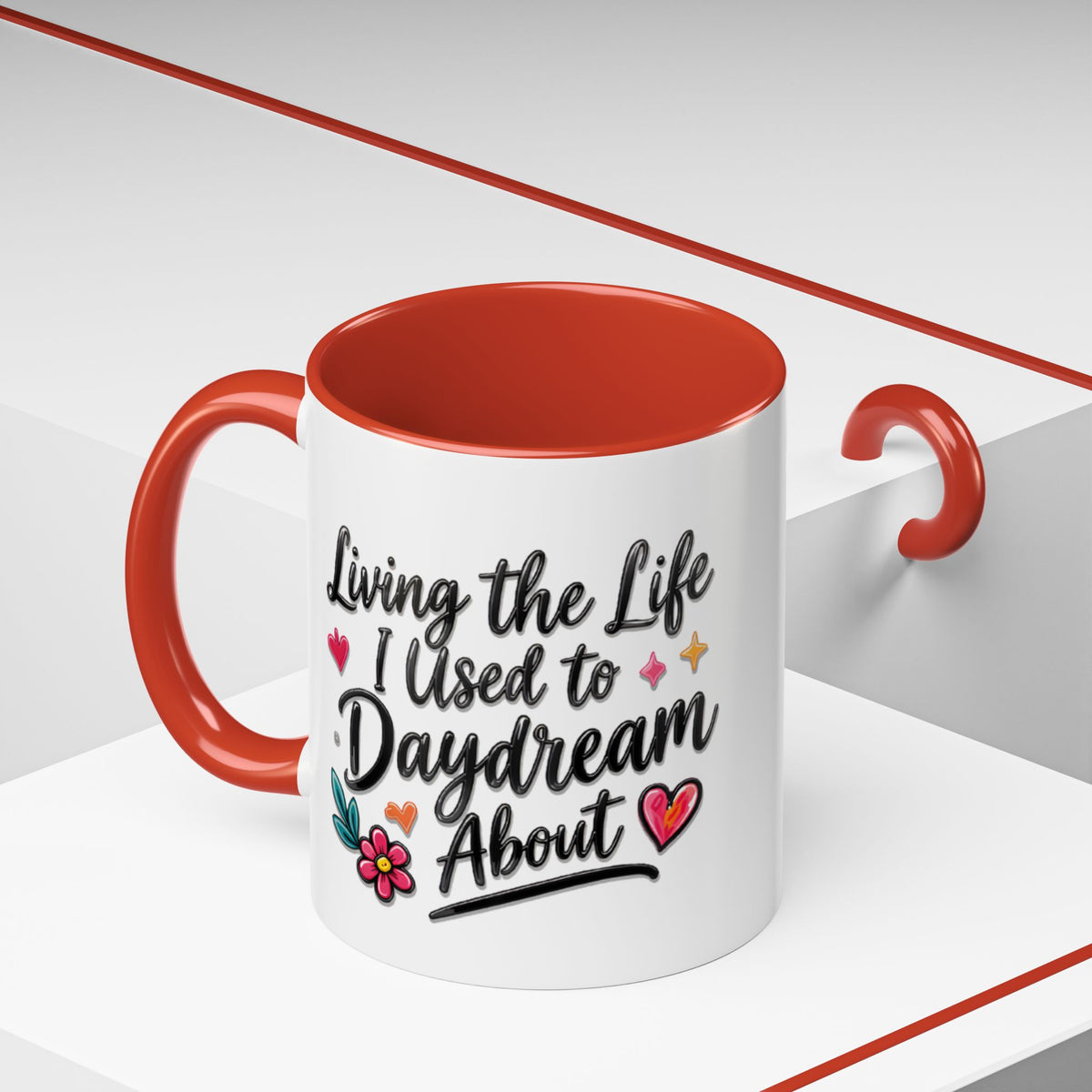 Inspirational Coffee Mug - "Live Life To Dream About" Accent Ceramic Mug (11/15oz)