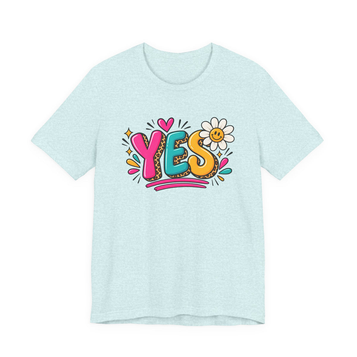YES Floral Graphic Tee — Colorful Positive Vibes T-Shirt
