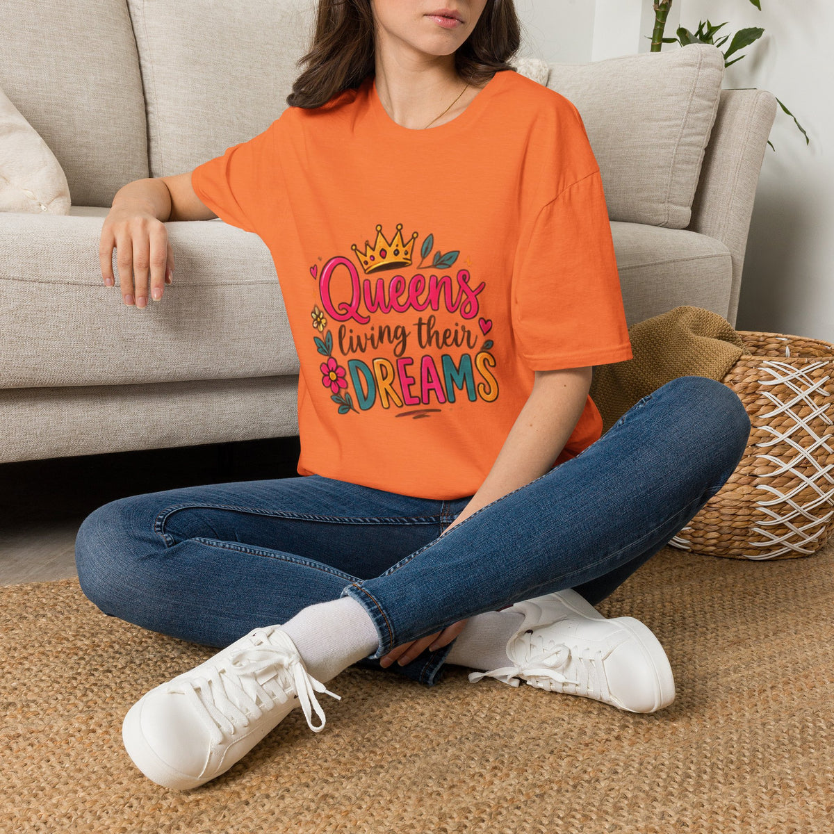 T-Shirt — "Queens Living Their Dreams" Crown Graphic Inspirational Tee