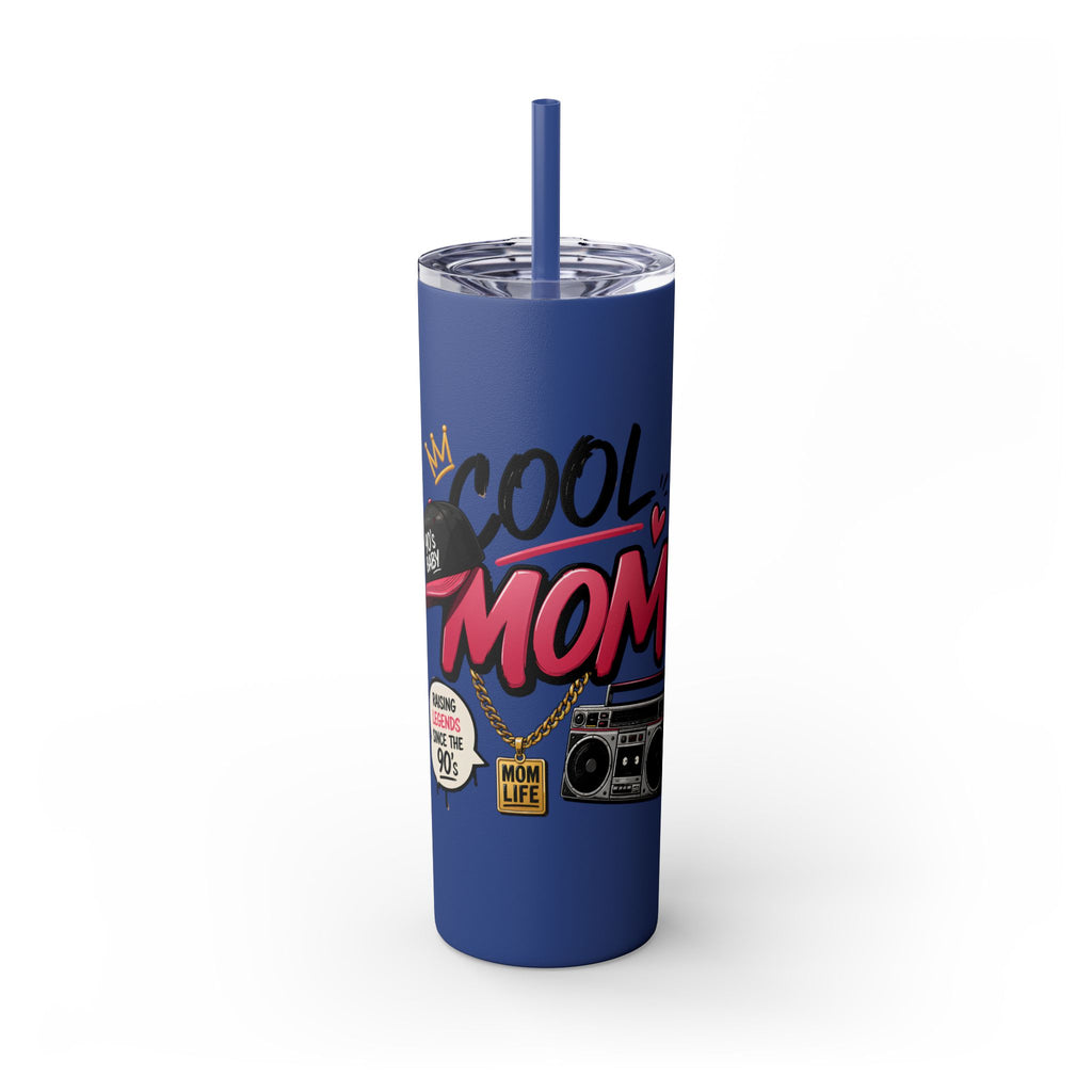 Skinny Tumbler — 'Cool Mom' 90s Retro Graphic, 20oz Travel Cup with Straw