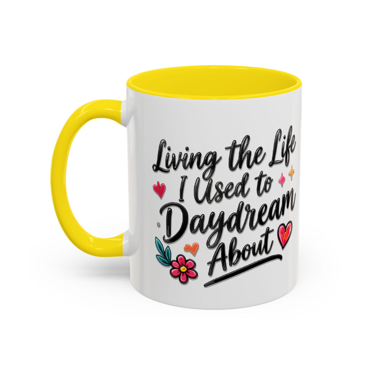 Inspirational Coffee Mug - "Live Life To Dream About" Accent Ceramic Mug (11/15oz)