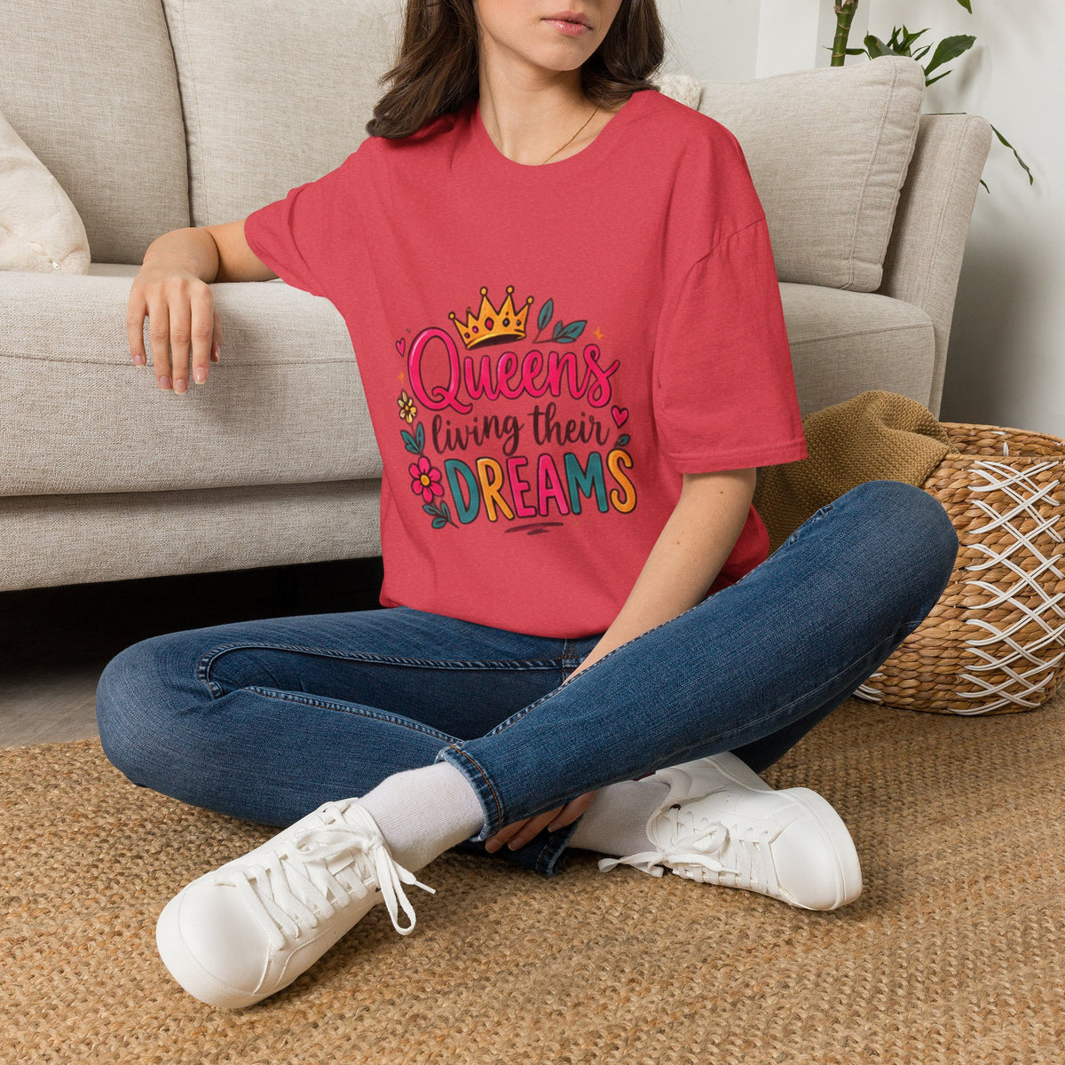 T-Shirt — "Queens Living Their Dreams" Crown Graphic Inspirational Tee