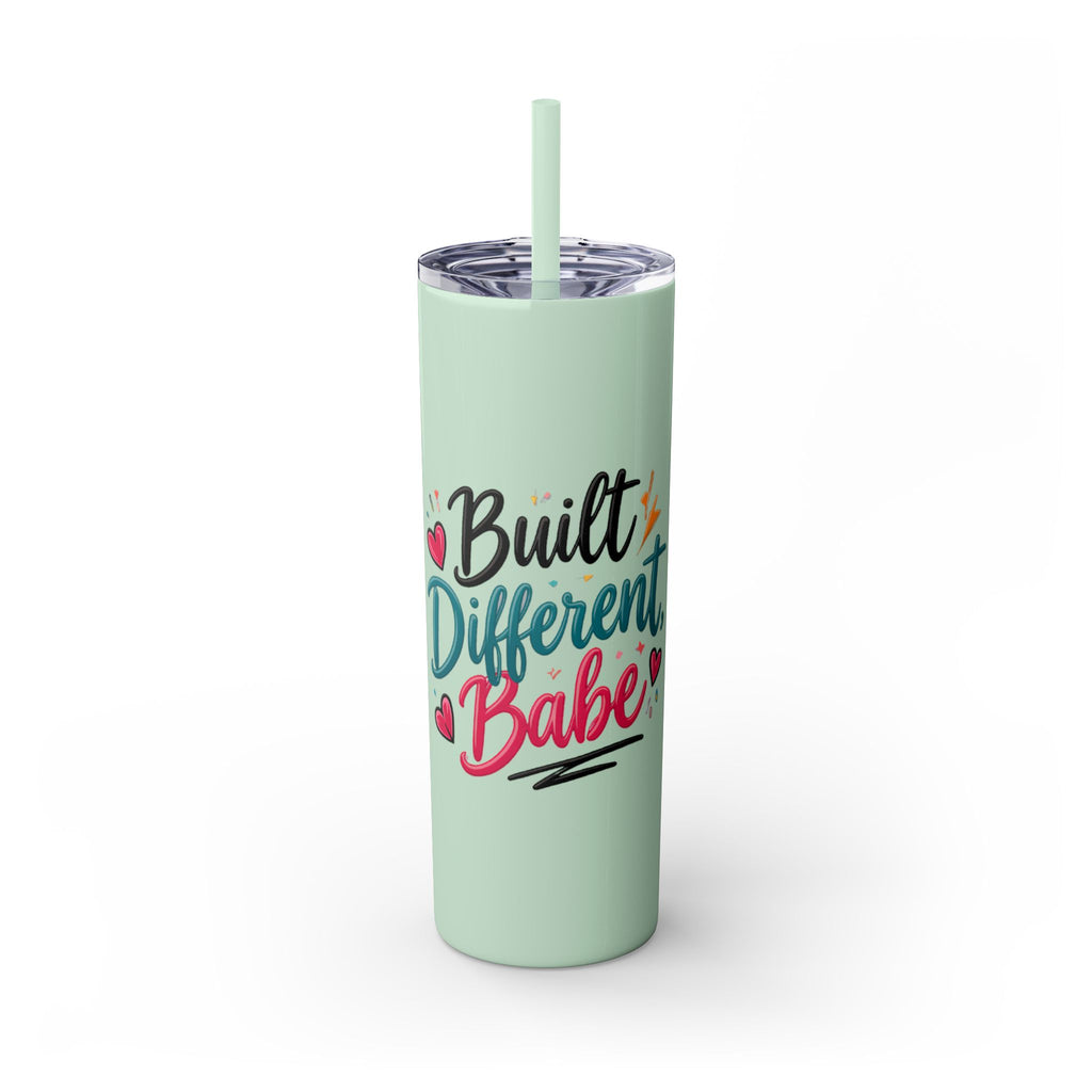 Built Different Babe Skinny Tumbler — 20oz Insulated Straw Cup