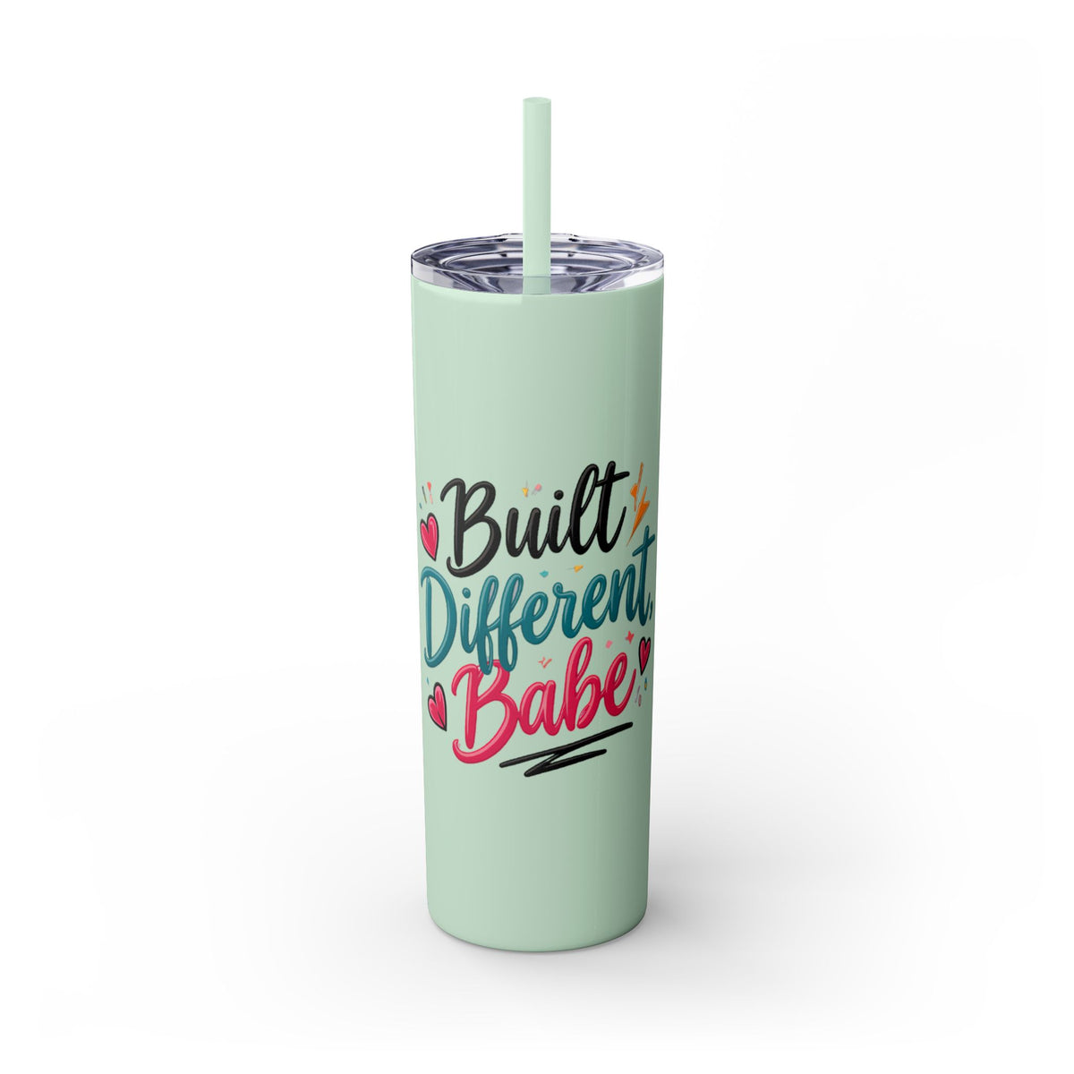 Built Different Babe Skinny Tumbler — 20oz Insulated Straw Cup