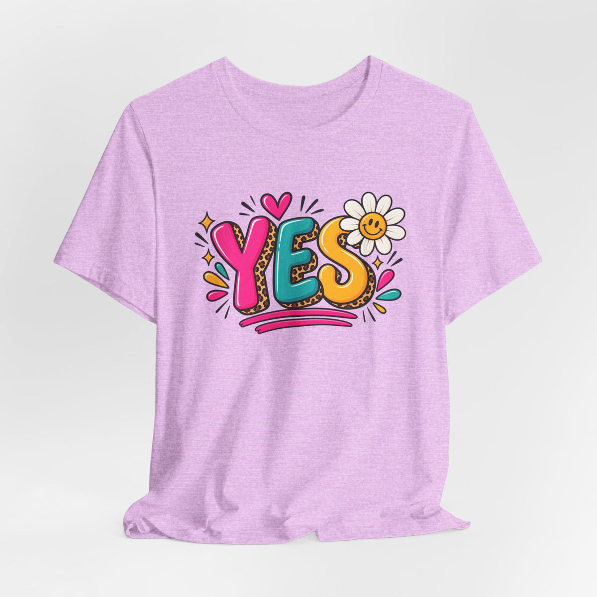 YES Floral Graphic Tee — Colorful Positive Vibes T-Shirt