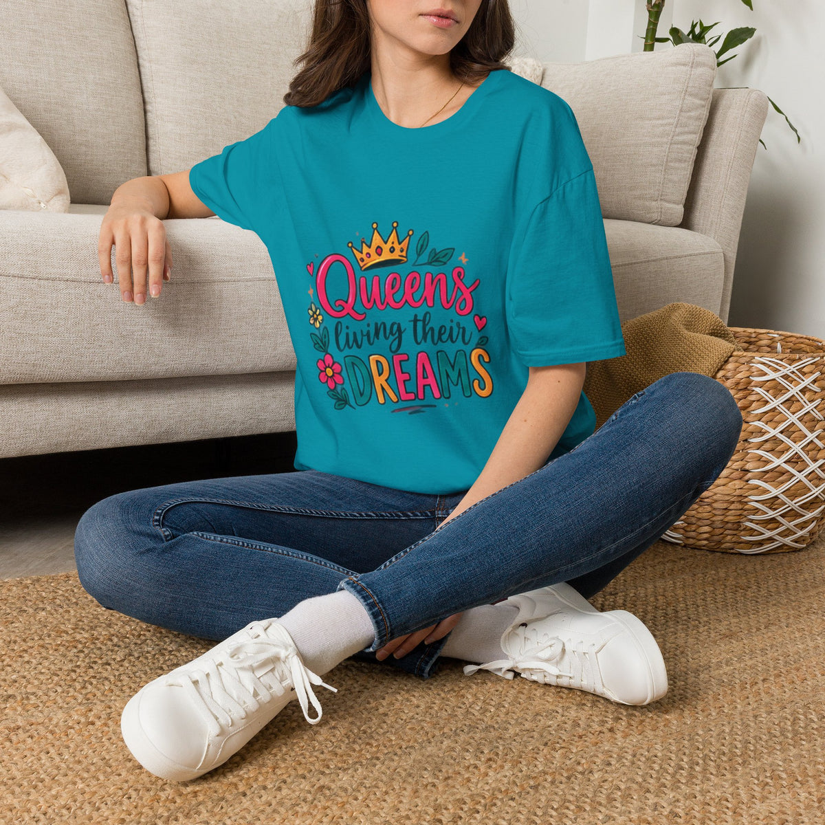 T-Shirt — "Queens Living Their Dreams" Crown Graphic Inspirational Tee