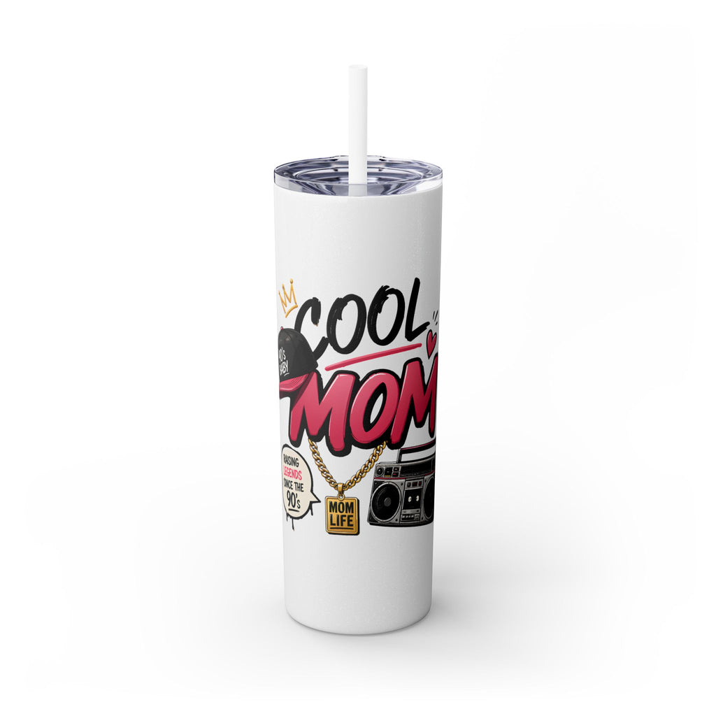 Skinny Tumbler — 'Cool Mom' 90s Retro Graphic, 20oz Travel Cup with Straw