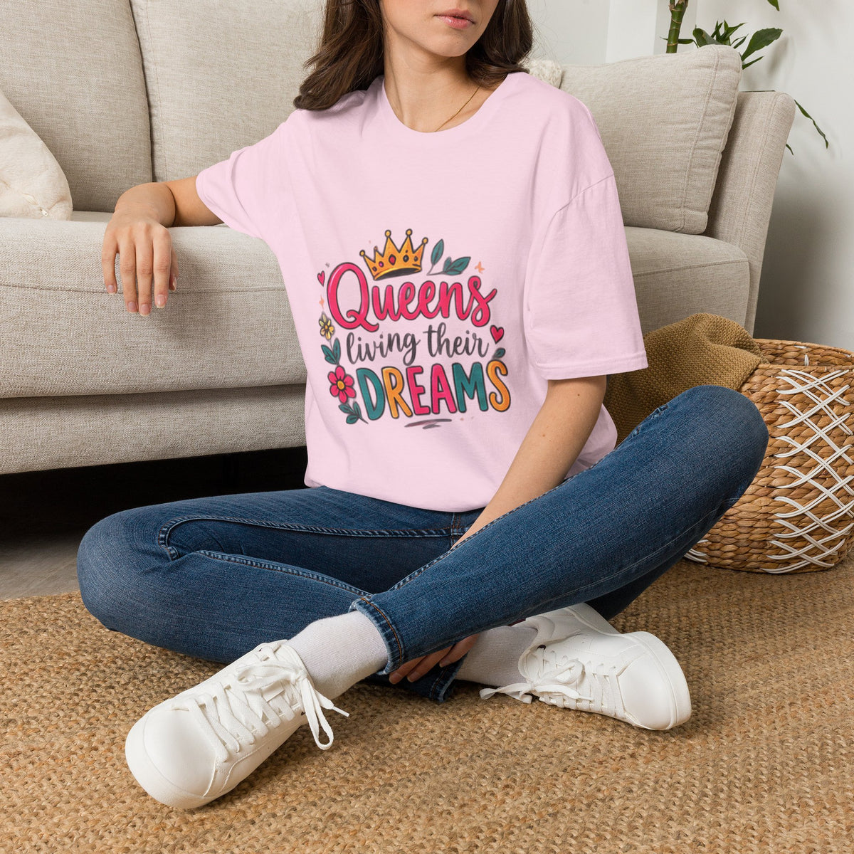 T-Shirt — "Queens Living Their Dreams" Crown Graphic Inspirational Tee