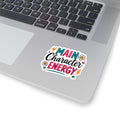 Main Character Energy Kiss-Cut Sticker — Floral & Retro Lightning Laptop Decal
