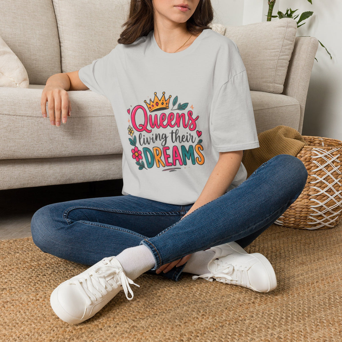 T-Shirt — "Queens Living Their Dreams" Crown Graphic Inspirational Tee