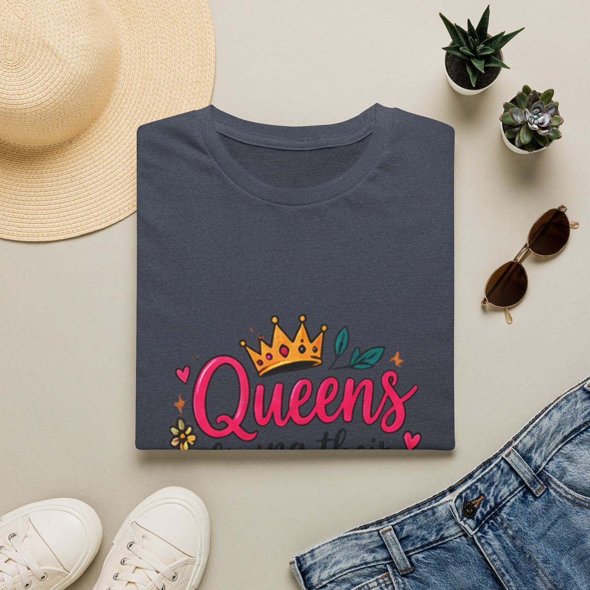 T-Shirt — "Queens Living Their Dreams" Crown Graphic Inspirational Tee