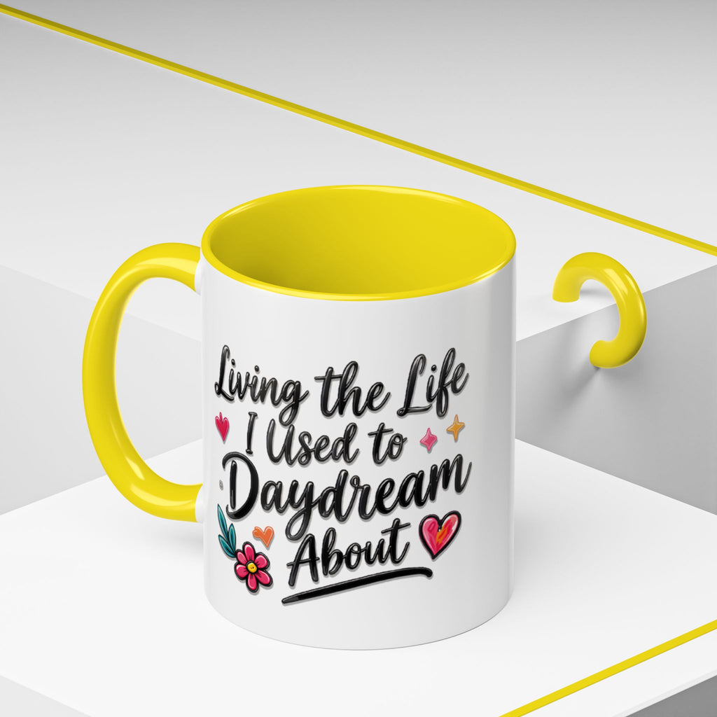 Inspirational Coffee Mug - "Live Life To Dream About" Accent Ceramic Mug (11/15oz)