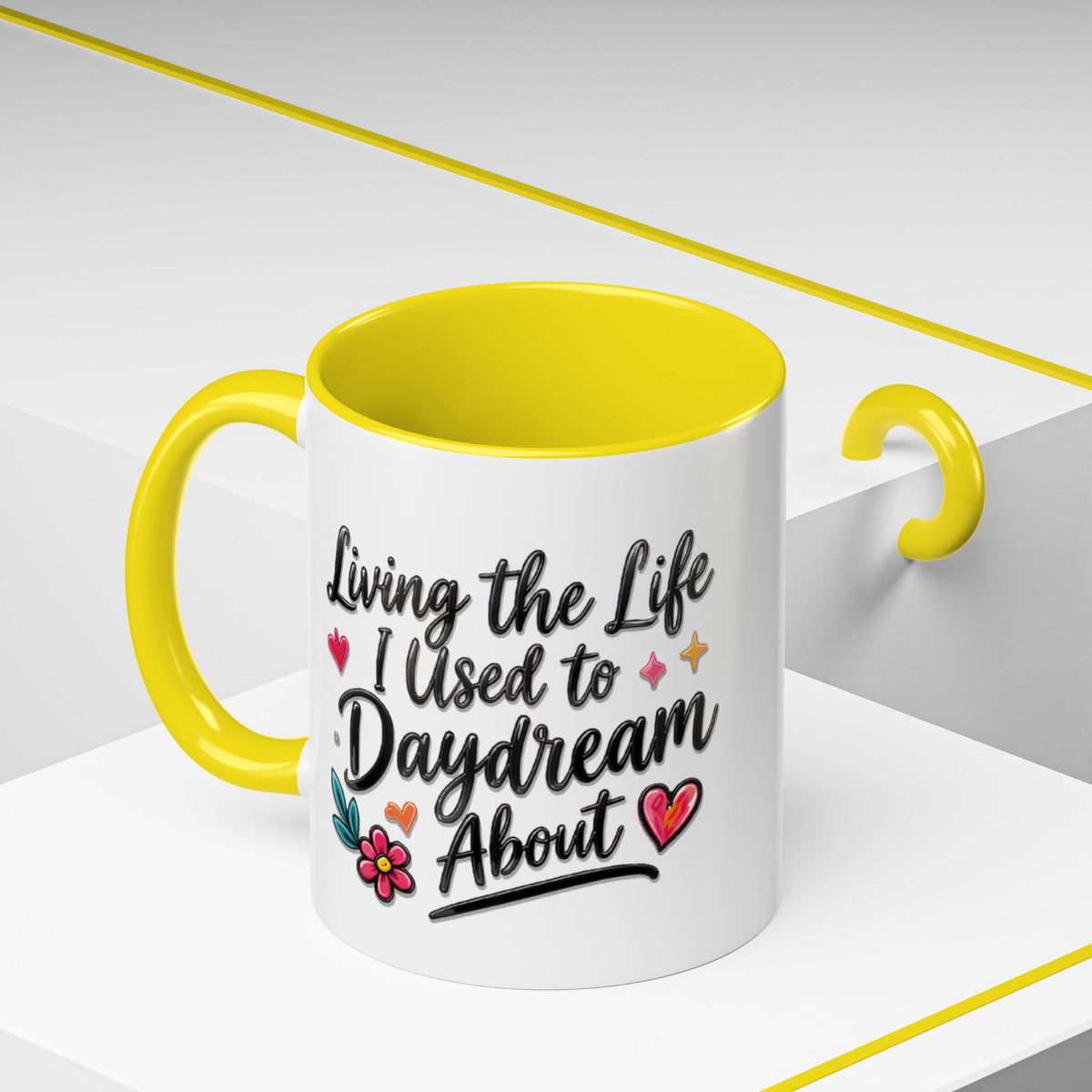 Inspirational Coffee Mug - "Live Life To Dream About" Accent Ceramic Mug (11/15oz)