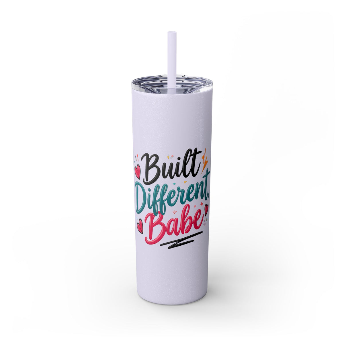 Built Different Babe Skinny Tumbler — 20oz Insulated Straw Cup