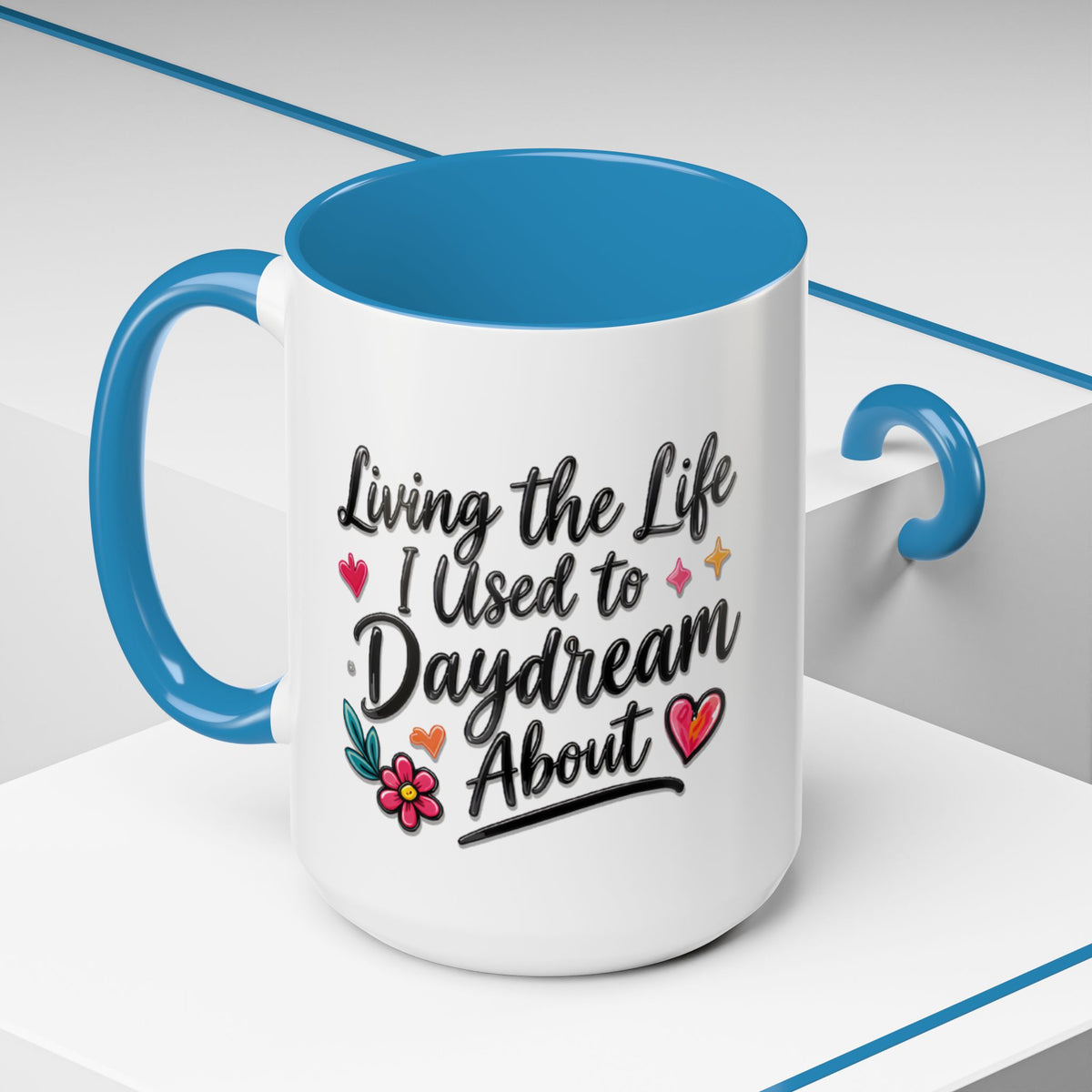 Inspirational Coffee Mug - "Live Life To Dream About" Accent Ceramic Mug (11/15oz)