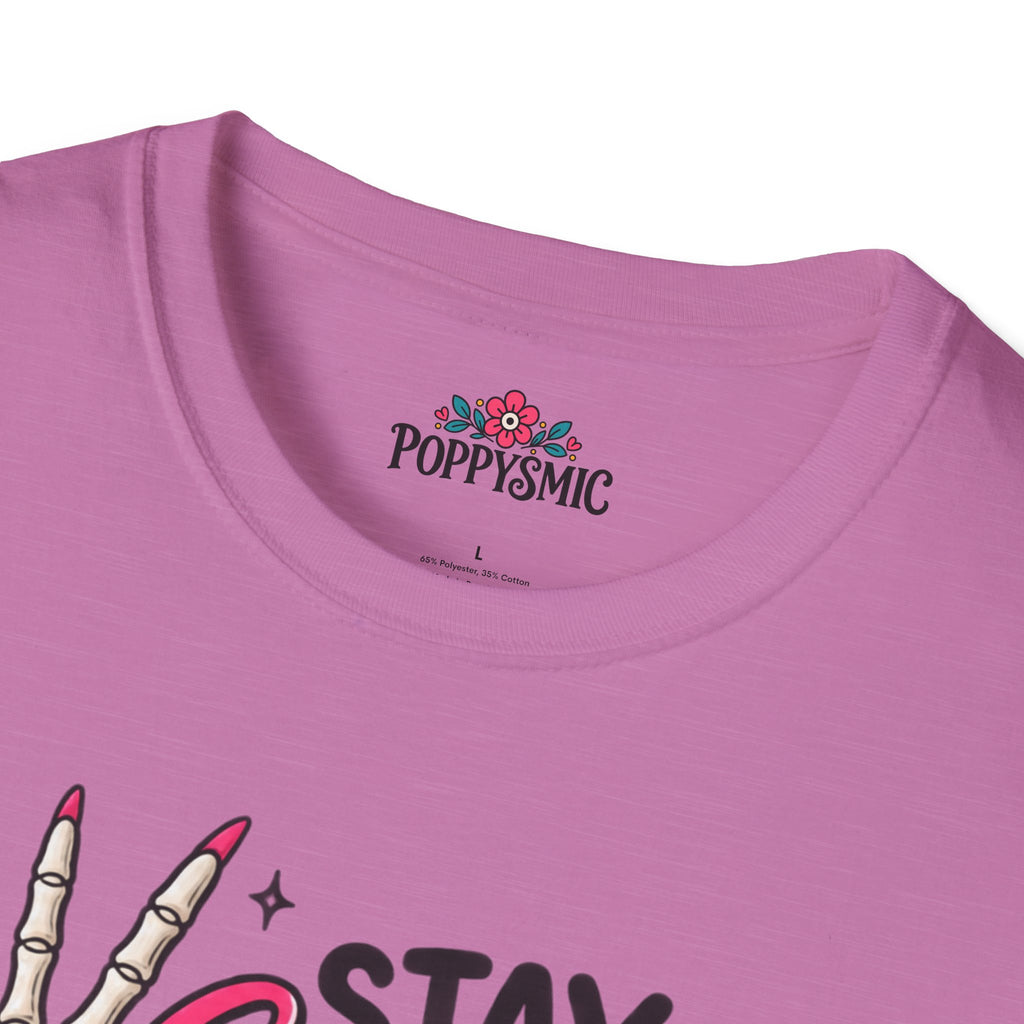 Stay Spooky Babes T-Shirt — Halloween Skeleton Peace Sign Tee