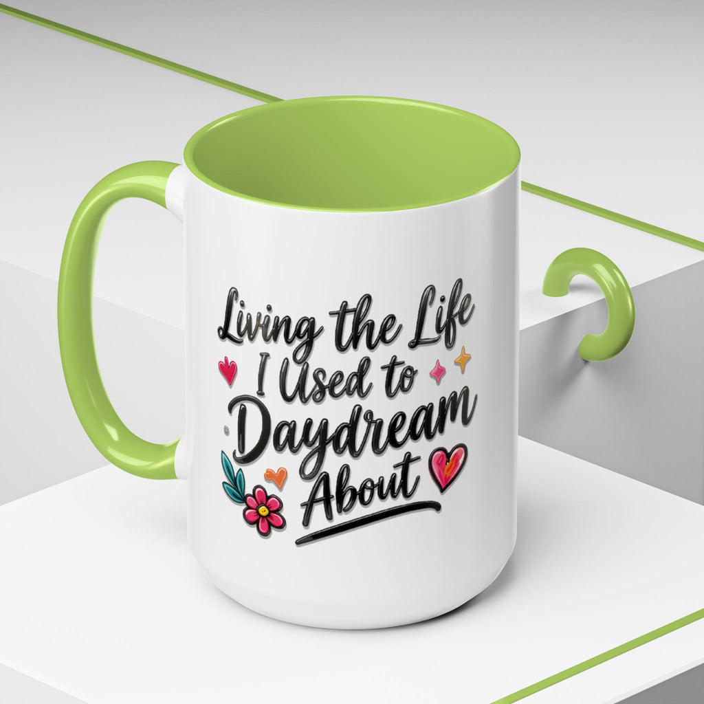 Inspirational Coffee Mug - "Live Life To Dream About" Accent Ceramic Mug (11/15oz)