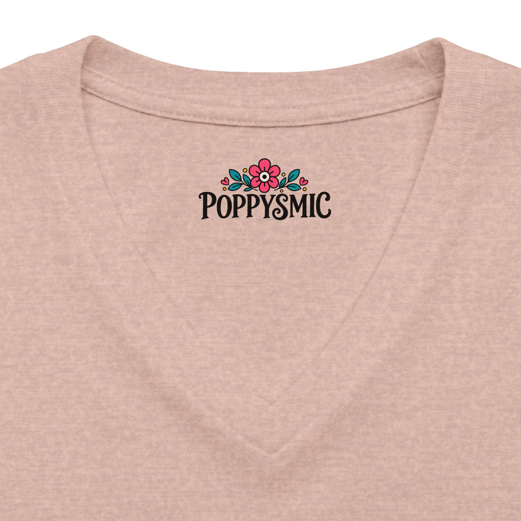 Mom Tee — "Mom Powered by Coffee, Chaos & Patience" V‑Neck