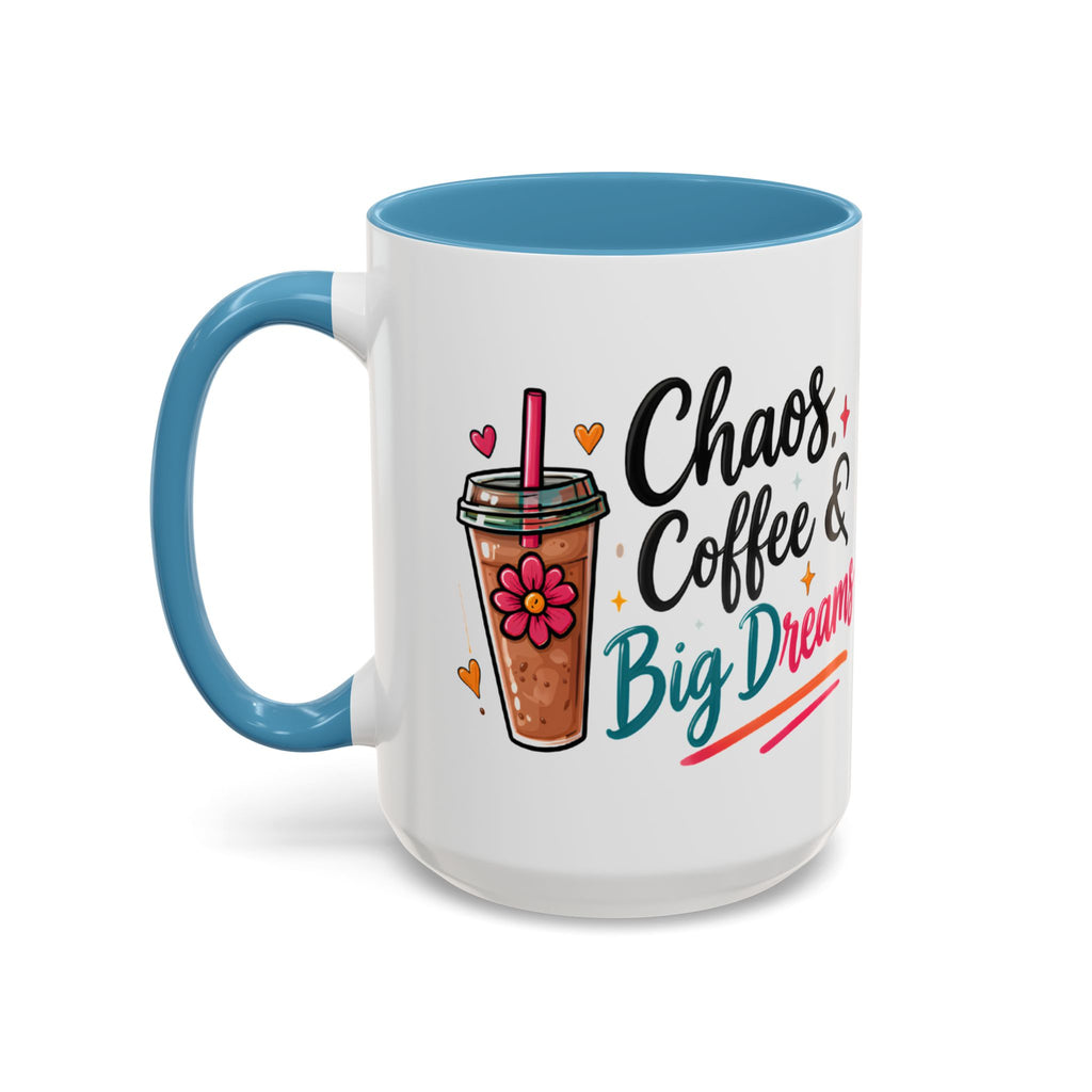 Inspirational Coffee Mug — 'Chaos, Coffee & Cozy Dreams' Accent Ceramic Mug (11/15oz)