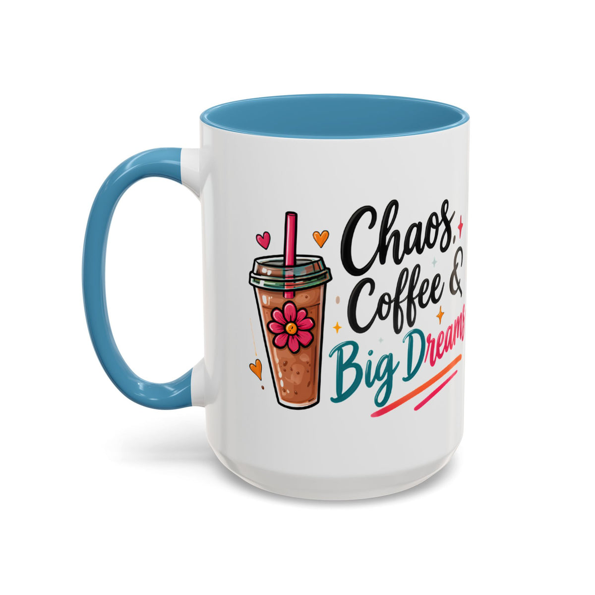 Inspirational Coffee Mug — 'Chaos, Coffee & Cozy Dreams' Accent Ceramic Mug (11/15oz)
