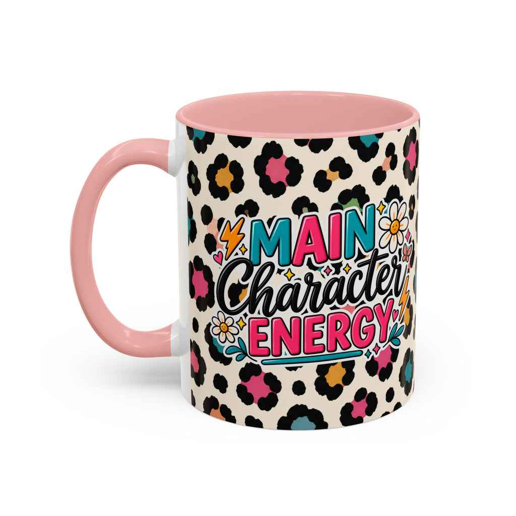 Leopard Print Accent Coffee Mug – Colorful Floral 'Teacher Energy' Design (11/15oz)