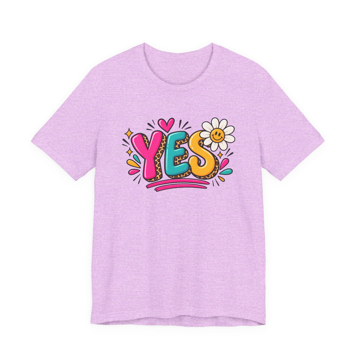 YES Floral Graphic Tee — Colorful Positive Vibes T-Shirt