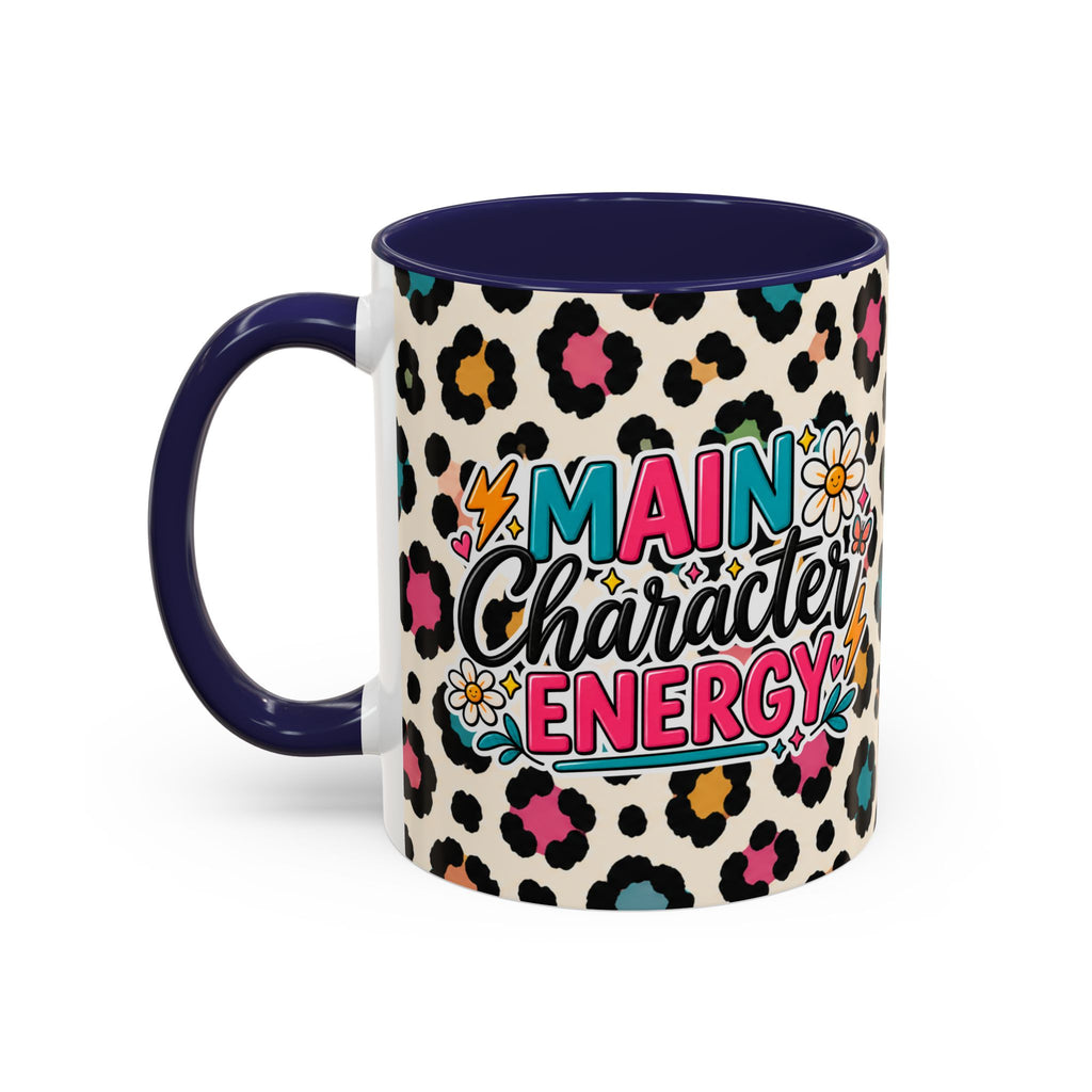 Leopard Print Accent Coffee Mug – Colorful Floral 'Teacher Energy' Design (11/15oz)