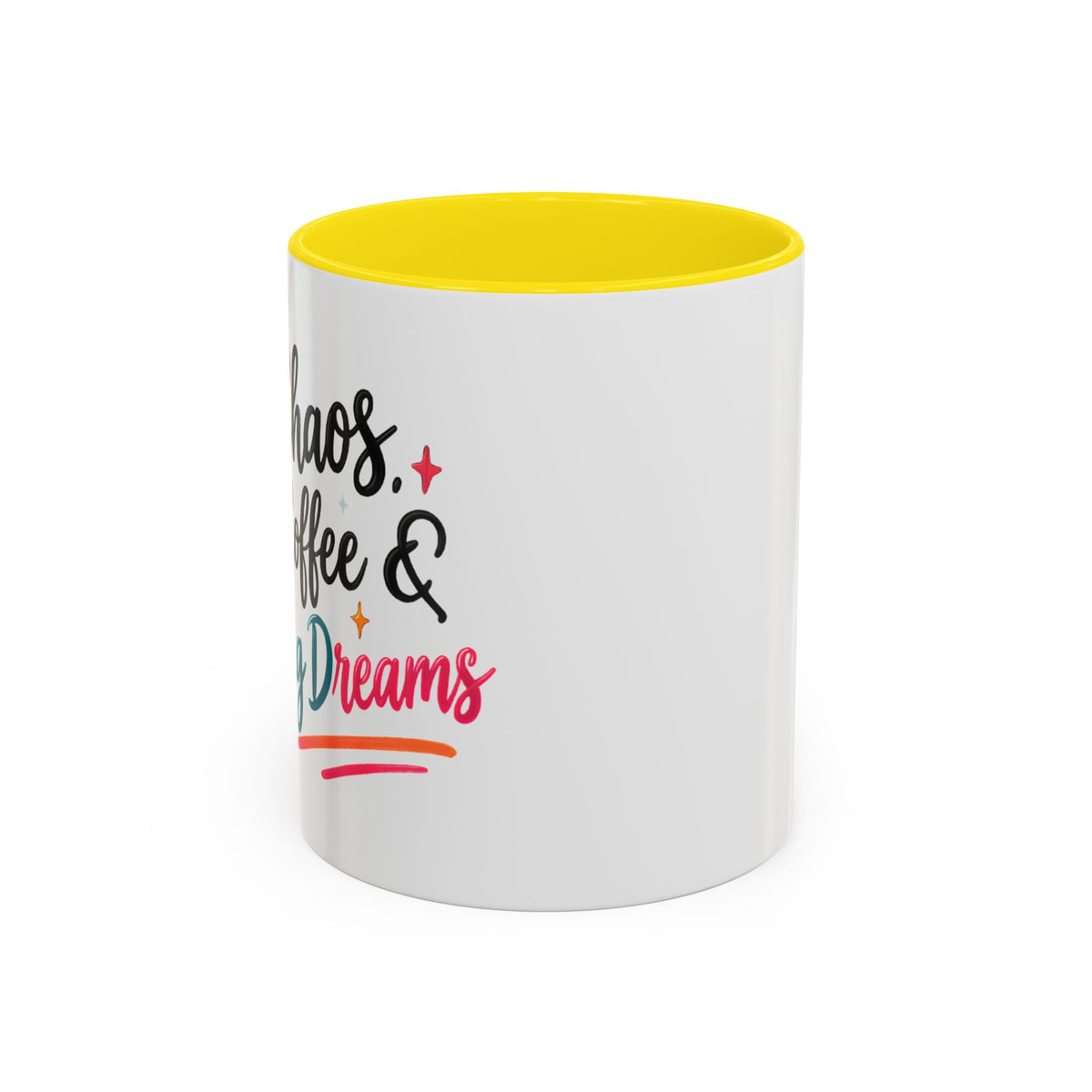 Inspirational Coffee Mug — 'Chaos, Coffee & Cozy Dreams' Accent Ceramic Mug (11/15oz)