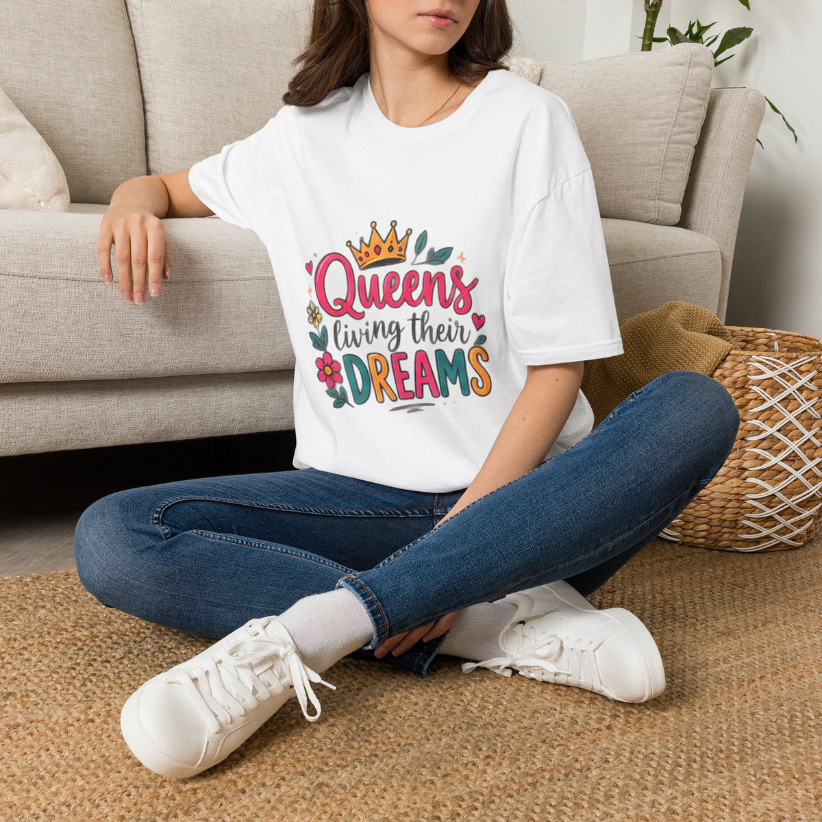 T-Shirt — "Queens Living Their Dreams" Crown Graphic Inspirational Tee