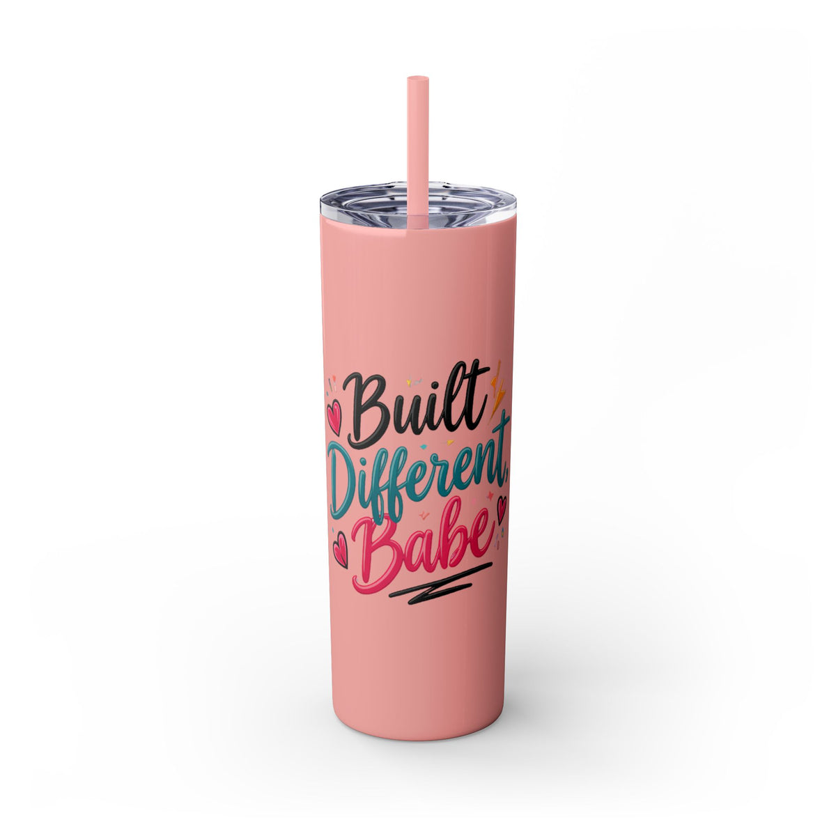 Built Different Babe Skinny Tumbler — 20oz Insulated Straw Cup